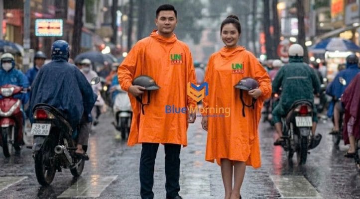 Áo Mưa Đồng Phục Cao Cấp 11 Áo mưa đồng phục công ty in logo màu cam